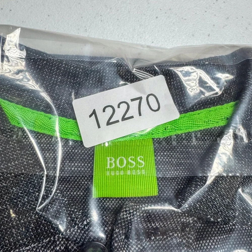 Hugo Boss Men's Heathered Charcoal Polo with Subtle Logo